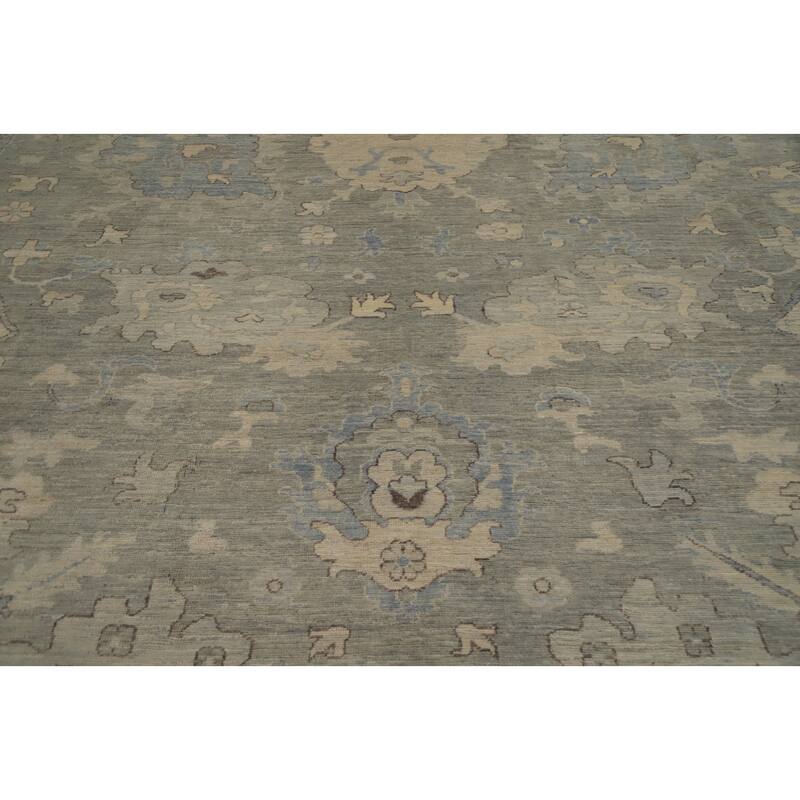 Hand Knotted Oriental 100% Wool Carpet Transitional All-Over Greys & Charcoal Oushak Area Rug - 15' 0'' X 12' 2''