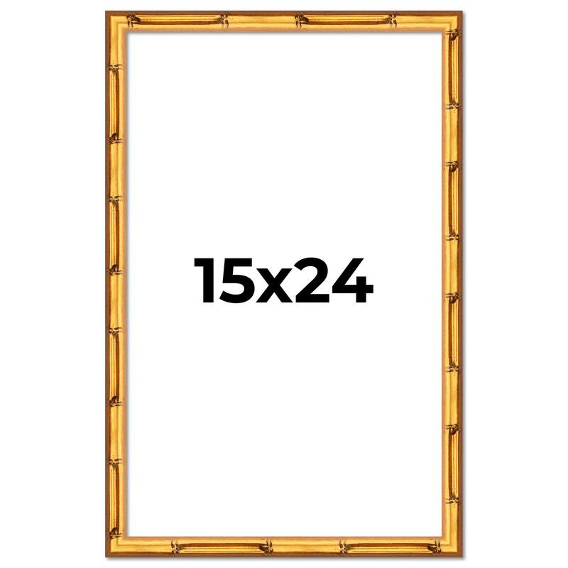 15x24 Frame Gold Bamboo Picture Frame Modern Photo Frame Includes UV Acrylic Shatter Guard Front Acid Free Foam Backing Board