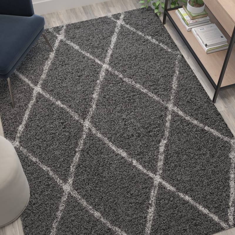 Shag Style Diamond Trellis Area Rug