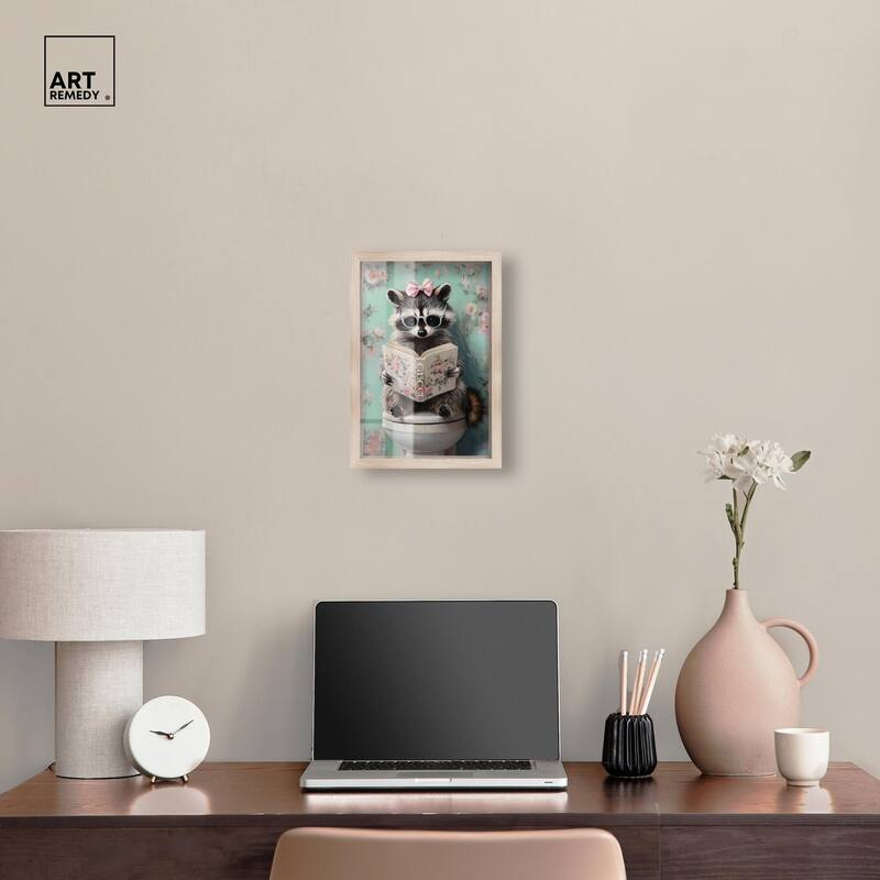 Petite Floral Toilet Raccoon Shadowbox by Art Remedy