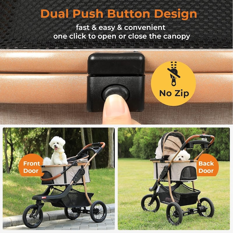3 in1 Folding Dog/Cat Stroller for Medium Small Pets