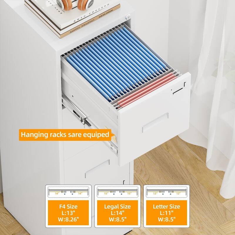 18'' Deep 4 Drawers Vertical Metal Locking File Cabinet with with 4 Adjustable Hanging Frame for Home Office