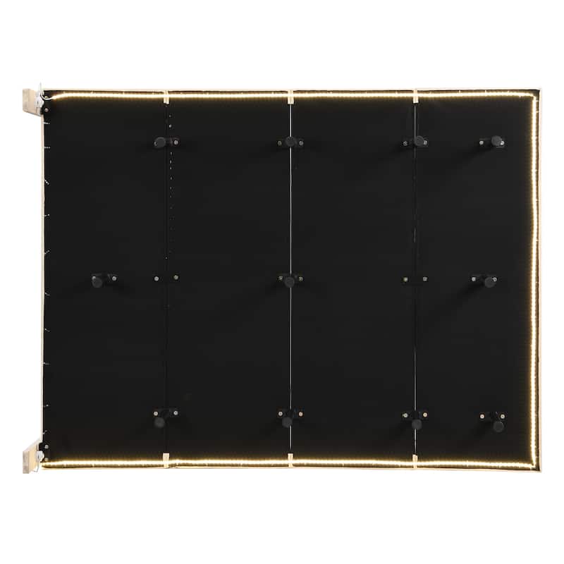 Beige Queen Velvet Bed with Sensor Light