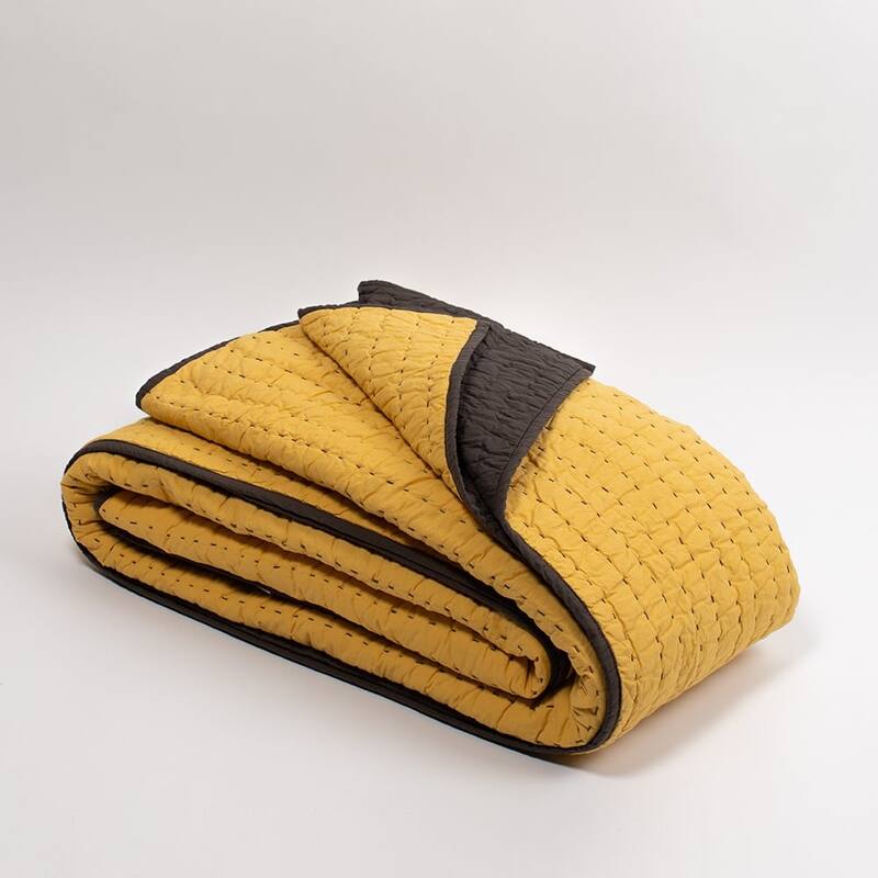 Twain, Cotton, Golden Yellow/Grey, Quilt