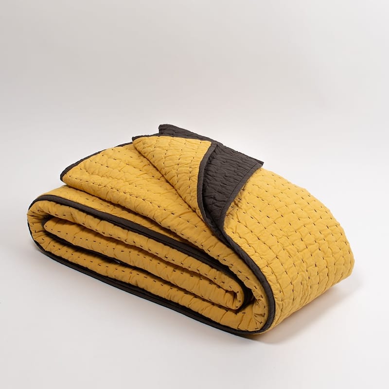 Twain Quilt, Golden Yellow/Grey, King - Golden Yellow - Twin