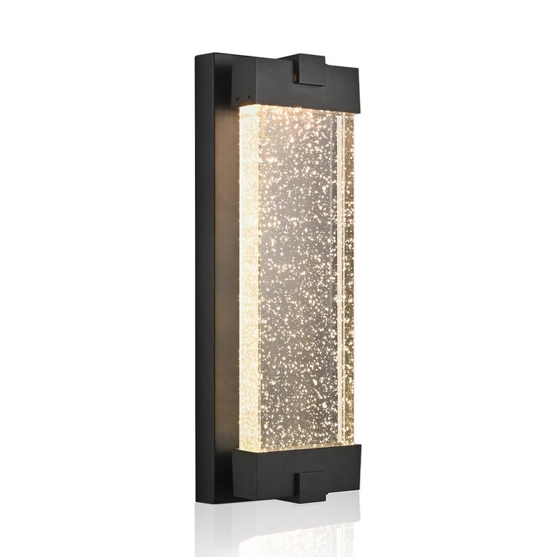 Outdoor Wall Light with Bubble Crystal Glass, LED Light Source, Weatherproof Exterior Sconce for Patio, Porch, Garage