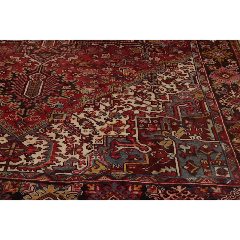 Hand Knotted Oriental 100% Wool Carpet Traditional Medallion Red Heriz Area Rug - 12' 5'' X 9' 0''