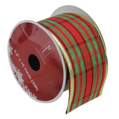 Striped Wired Christmas Craft Ribbon 2.5" x 10 Yards - 2.5" x 10