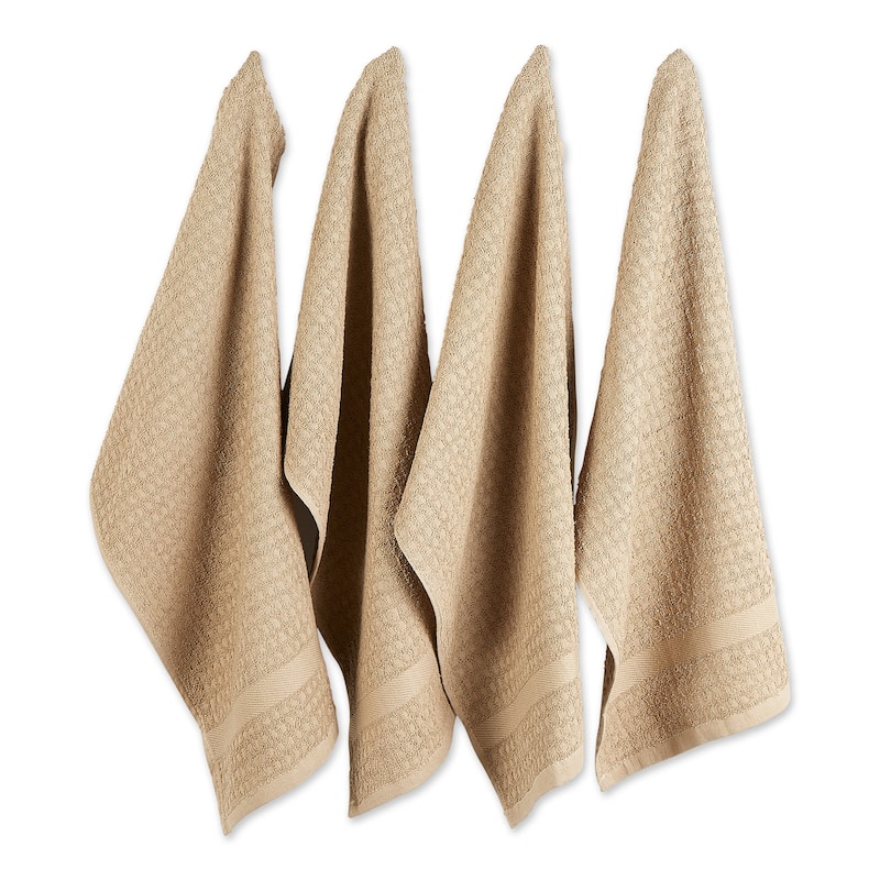 DII Solid Terry Waffle Dishtowel Set of 4 - Stone