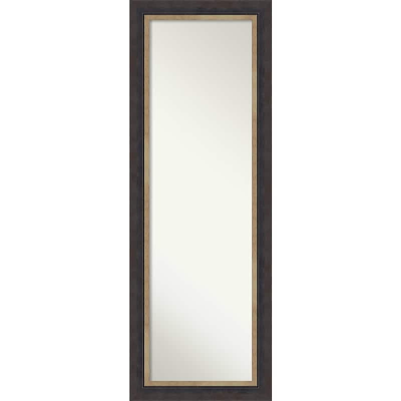 Hammered Charcoal Tan Non-Beveled Wood Framed Full-Length On the Door Mirror - Hammered Charcoal Tan - Glass Size 14x48