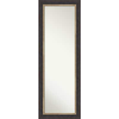 Hammered Charcoal Tan Non-Beveled Wood Framed Full-Length On the Door Mirror - Hammered Charcoal Tan - Glass Size 14x48
