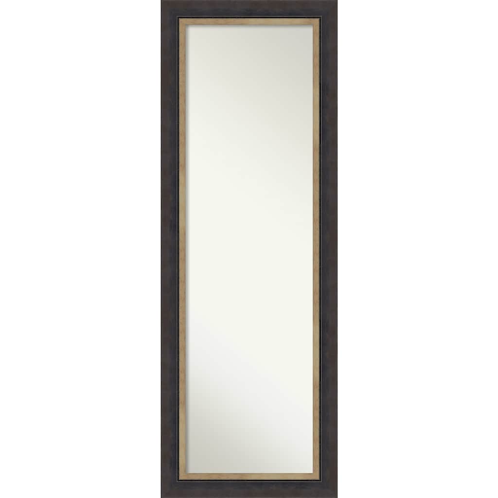 Hammered Charcoal Tan Non-Beveled Wood Framed Full-Length On the Door Mirror - Hammered Charcoal Tan - Glass Size 14x48
