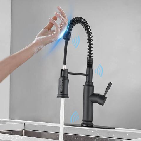 Touch Matte Black Pull Down Kitchen Faucet with Two Spray Modes