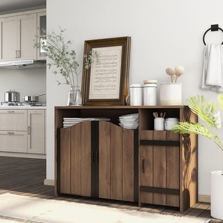 Furniture of America Horr 47-in. Rustic Walnut 7-shelf Buffet Server