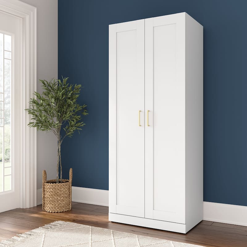 Hampton Heights 30W Tall Storage Cabinet with Doors by Bush Furniture - White