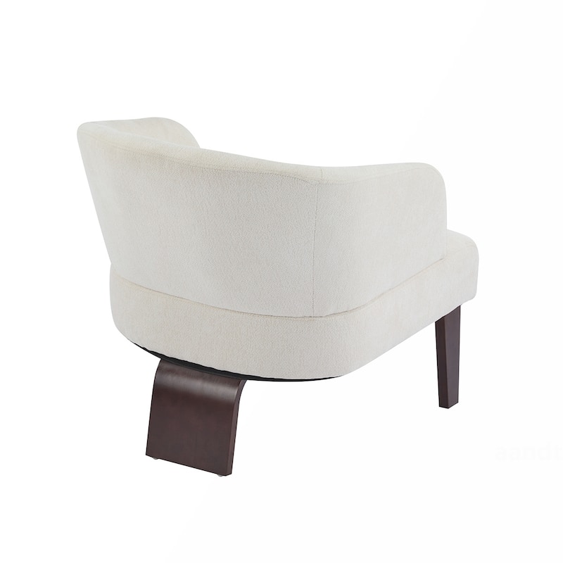 Fabric Round Back Accent Chair With Wood Legs