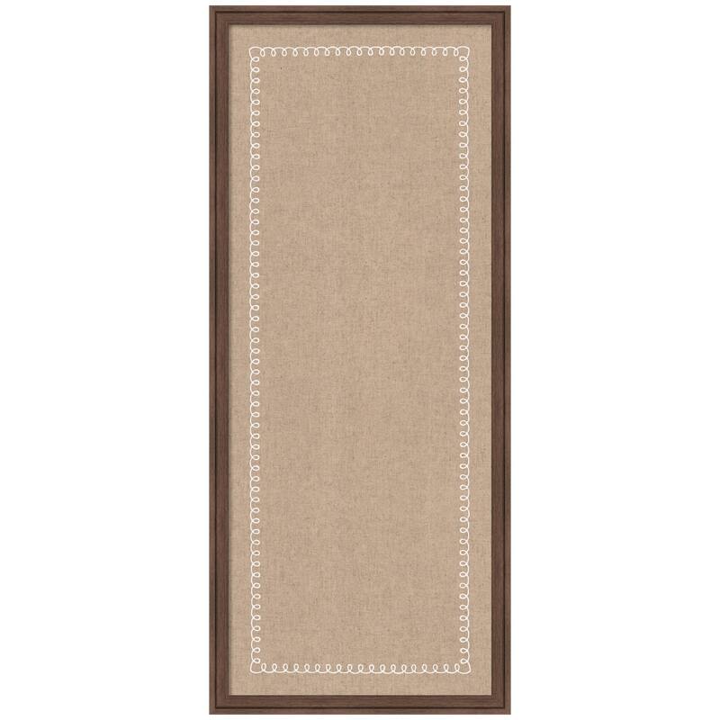 Kate and Laurel Pinboard White Scalloped Edge - 18x42 - Florence Medium Brown