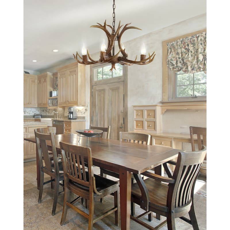 Apollo 26" Adjustable Resin Antler 4-Light LED Chandelier, by JONATHAN Y