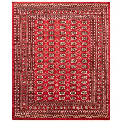 ECARPETGALLERY Hand-knotted Finest Peshawar Bokhara Dark Red Wool Rug - 7'10 x 9'5