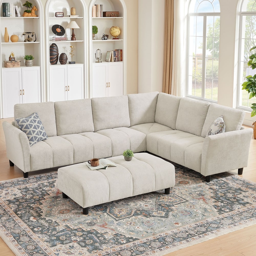 "102.56" W Reversible Sectional Sofa with Corner Seat & Extended Bench