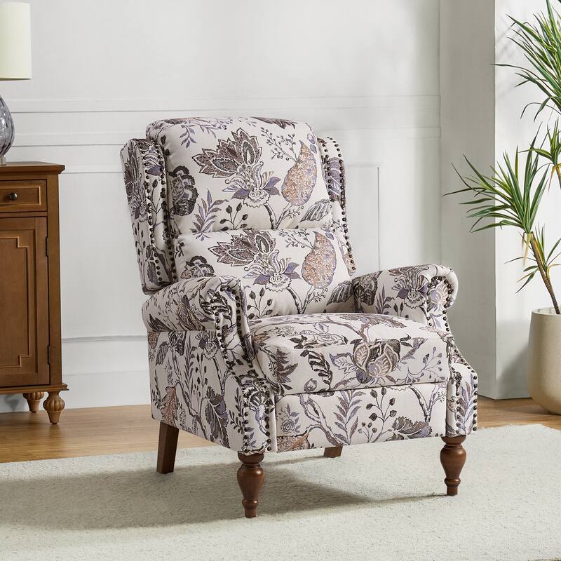 Terri Classic Cutaway Arms with Nailheads Manual Recliner for Living Room by HULALA HOME