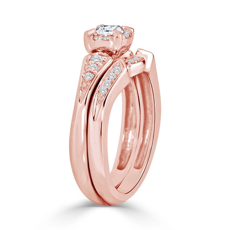 Auriya 1/2ctw Round Halo Diamond Engagement Ring Set 14k Gold