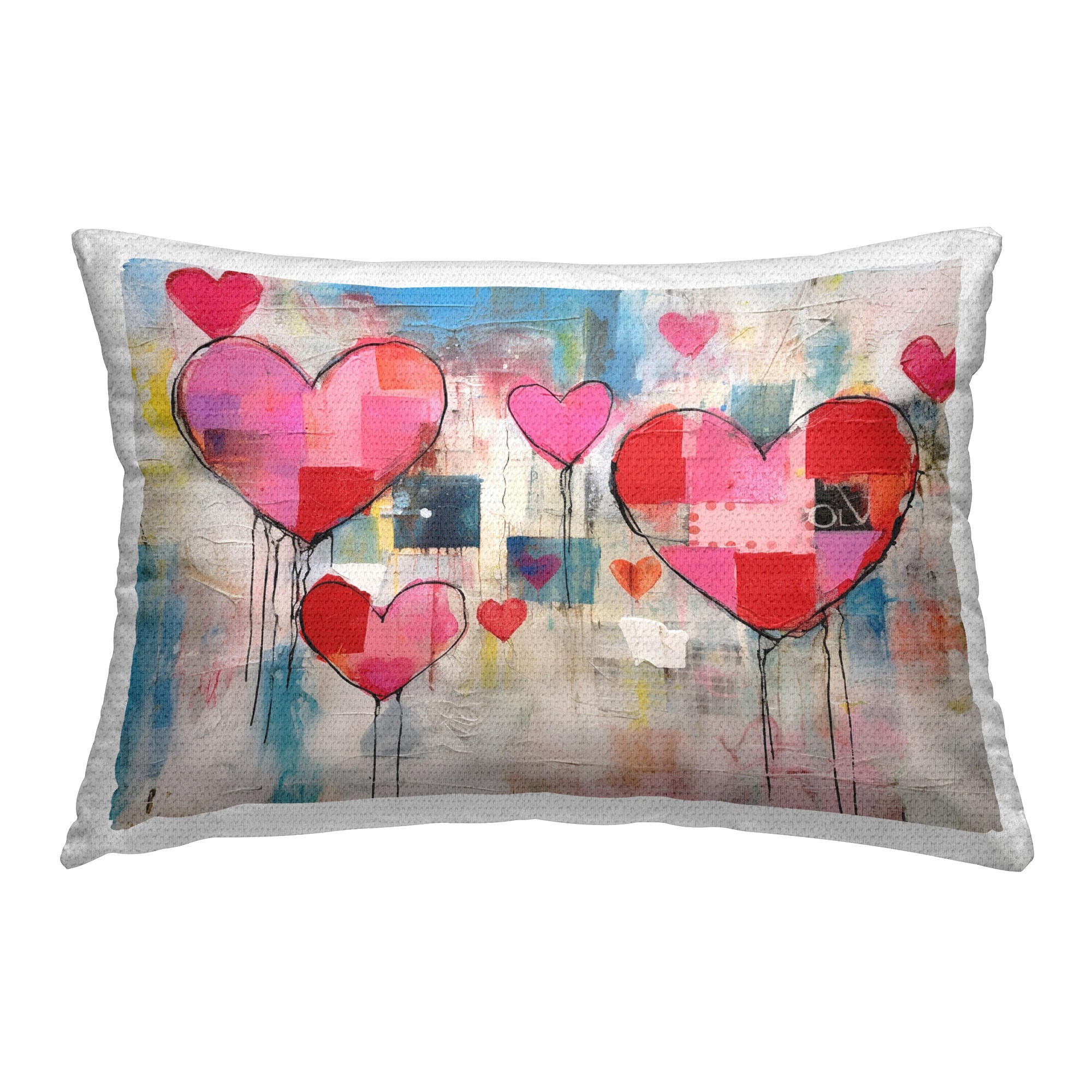 Stupell Urban Hearts Painting Collage Printed Outdoor Throw Pillow Design by LSR Design Studio
