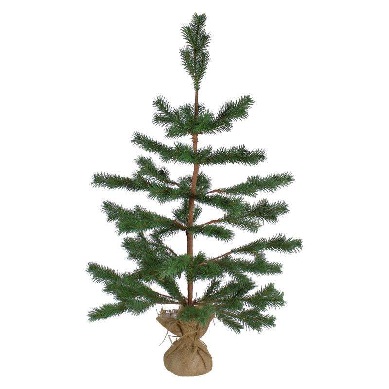 Ponderosa Pine Medium Artificial Christmas Tree Jute Base Unlit 3' - 3 Foot