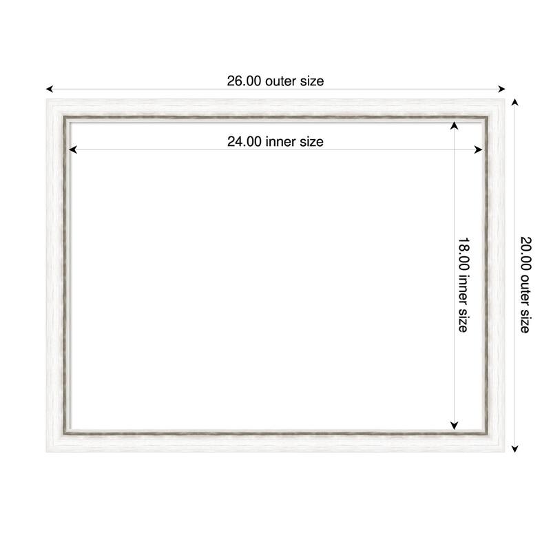 Amanti Art Morgan White Blue Framed Dry Erase Magnetic Board - 26 x 20 in - Morgan White Silver