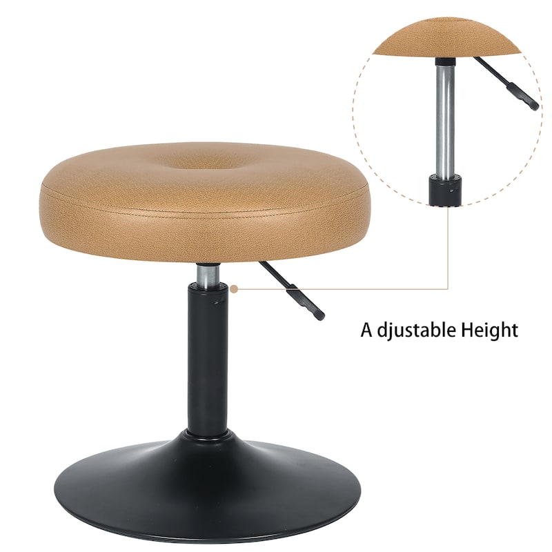 Adeco Makeup Vanity Stool Chair Round Ottoman Swivel Adjustable
