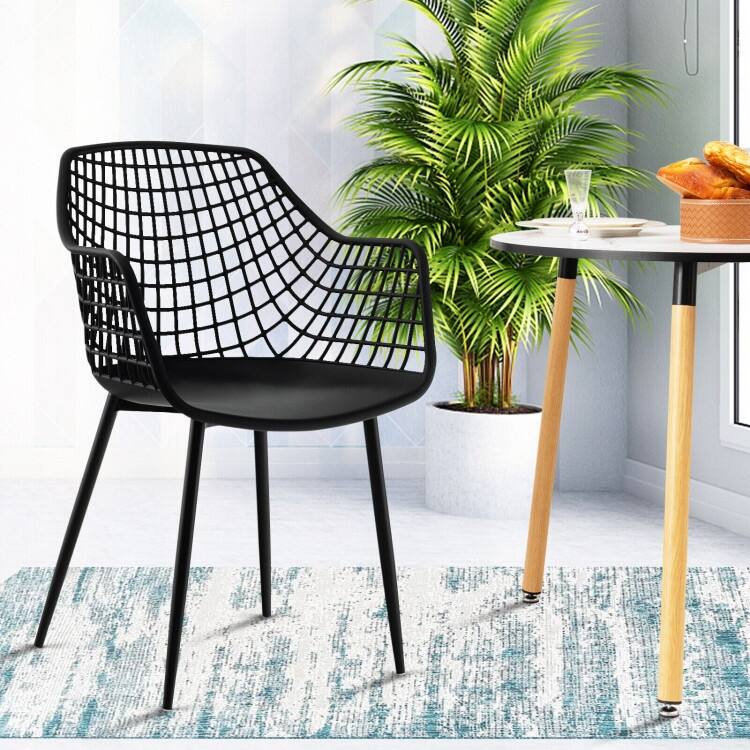 Set of 4 Heavy Duty Modern Dining Chair with Airy Hollow Backrest - 22.5" x 21" x 34"