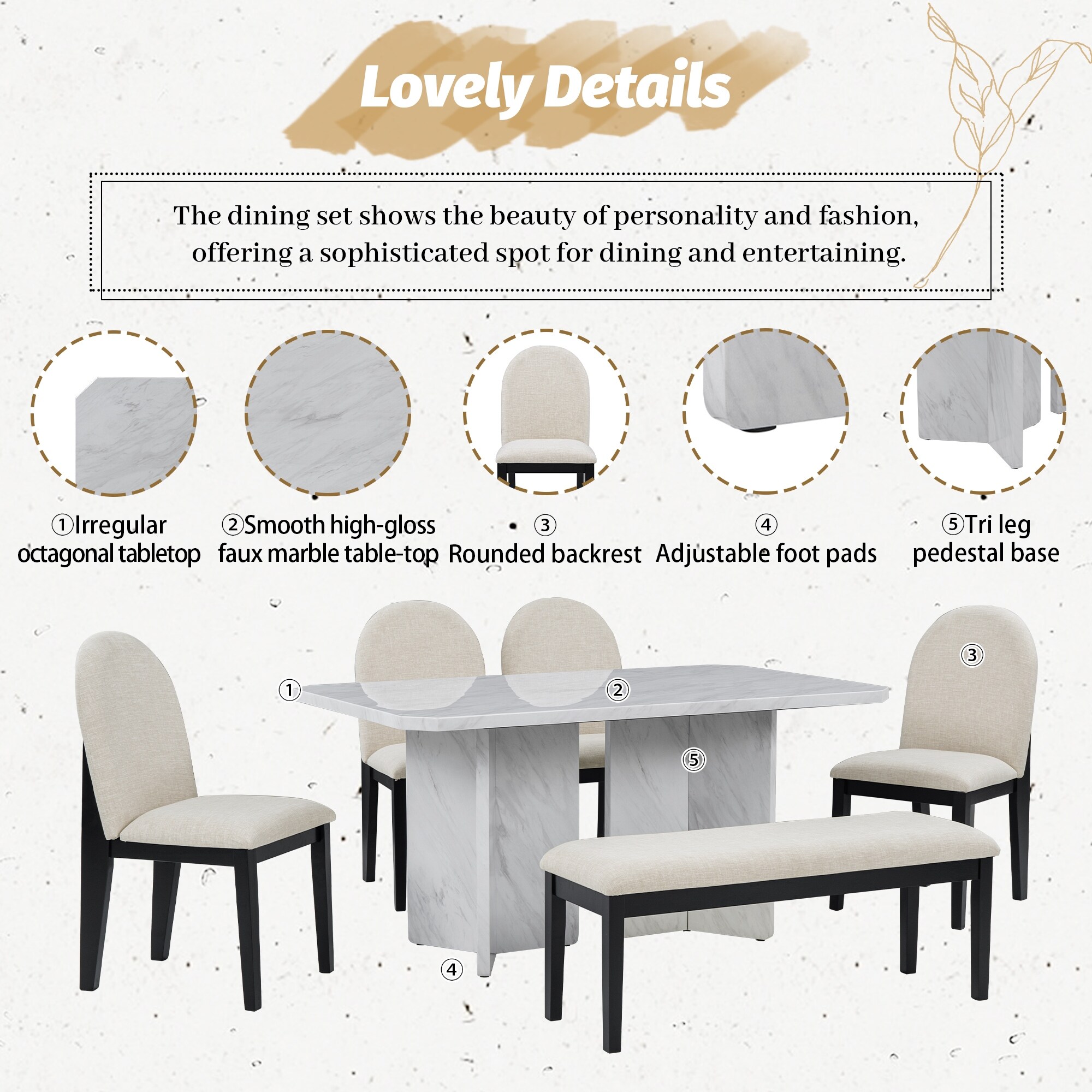 Octagonal dining table 2025 and chairs