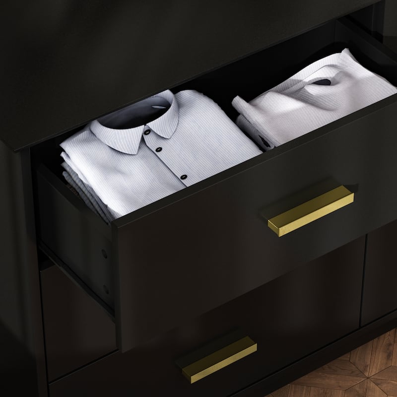 FUFU&GAGA 47.2''W 6 Drawer Double Dresser Drawer Storage Chest Lacquer