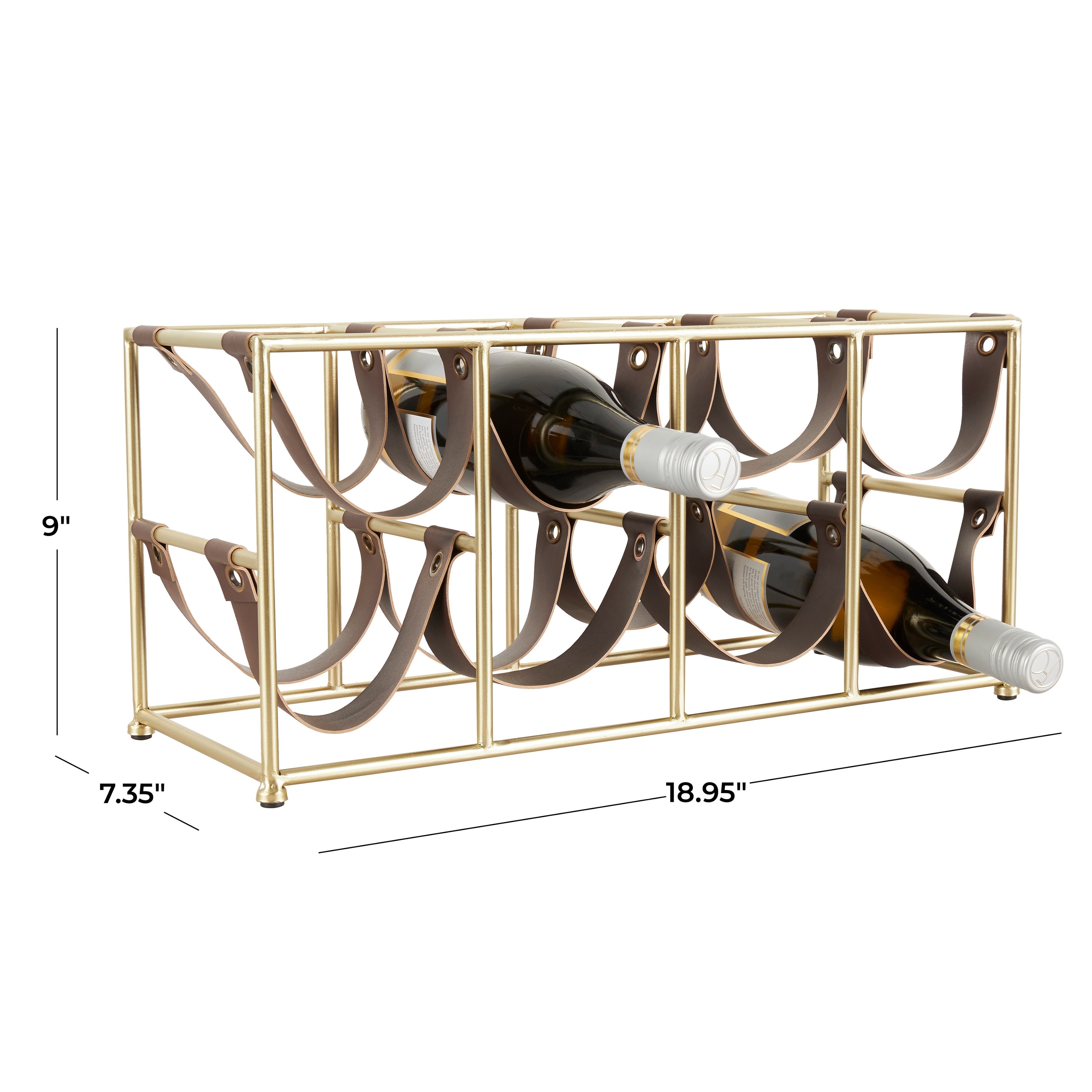 Gold Metal Wine Rack with Faux Leather Holding Straps On Sale Bed Bath Beyond 39757013
