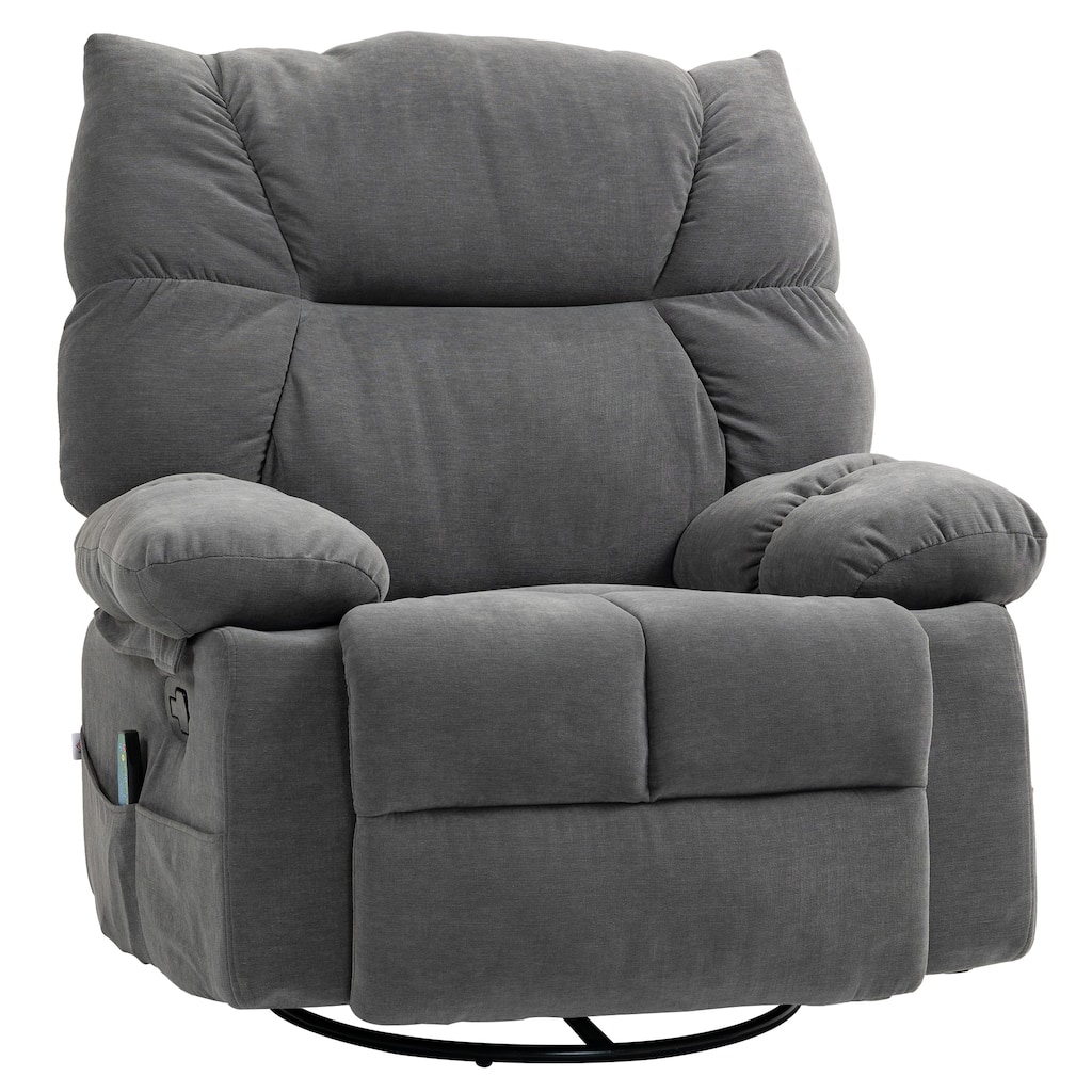 Swivel Manual Recliner with Massage, Heat, Footrest, and Remote Control