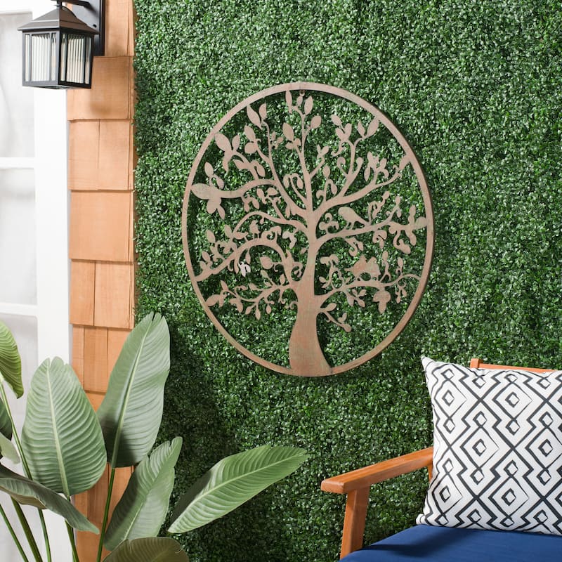SAFAVIEH Outdoor Alfrid 32" Tree Of Life Wall Art - Antique Blue