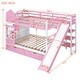 preview thumbnail 12 of 34, Full Over Full Castle Style Bunk Bed Kids Bed with 2 Drawers 3 Shelves and Slide Kids Furniture, Blue