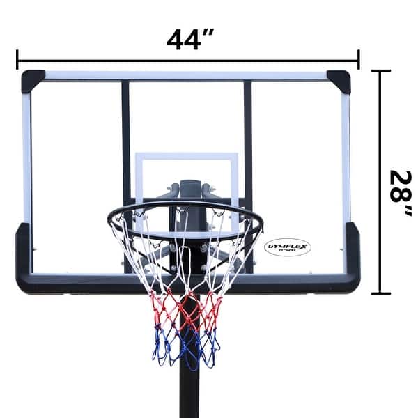 dimension image slide 0 of 2, Portable 6-10ft Adjustable Basketball Hoop, 44-Inch Backboard, Stable Base - 44'' x 28'' x 6" (L x W x H)