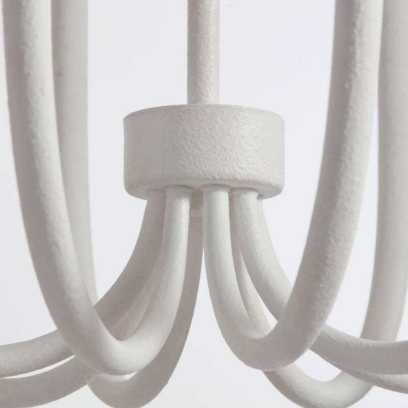 VidaLite Breeze 8-Light Matte White Chandelier, Textured Pendant Chandelier In Modern Coastal Style, Included LED Bulbs