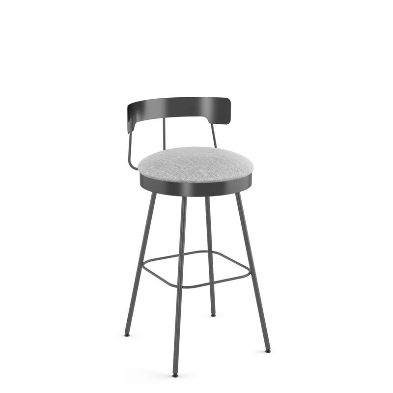 Amisco Monza Swivel Counter and Bar Stool - Grey White Polyester / Dark Grey Metal - Counter Height