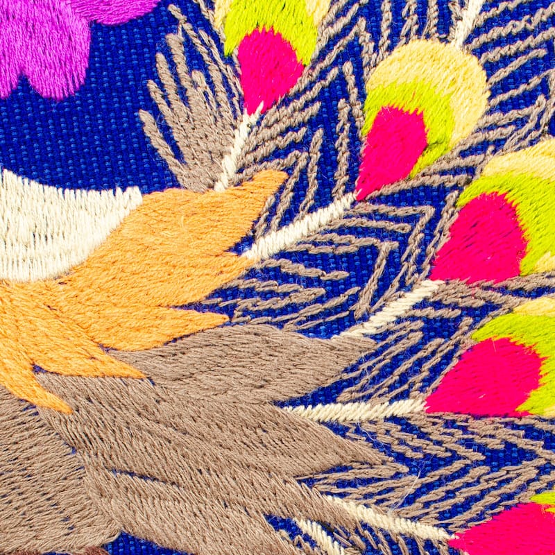 Novica Handmade Peacock Party Cotton Cushion Cover