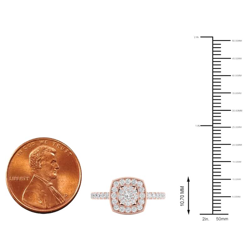 1/2ct TDW Diamond Cluster Halo Engagement Ring in 10k Gold for Women