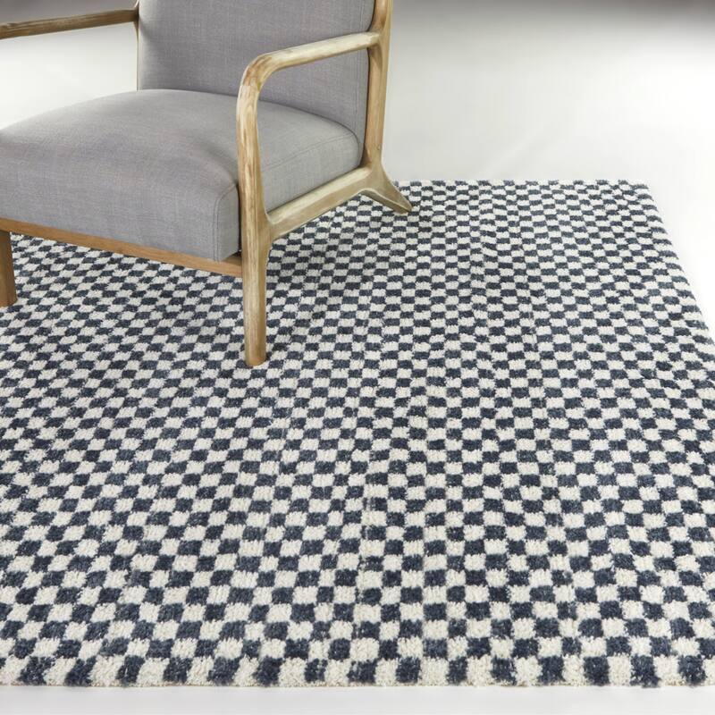 Mann Checkered Area Rug - 5'3" x 7' - Dark Blue