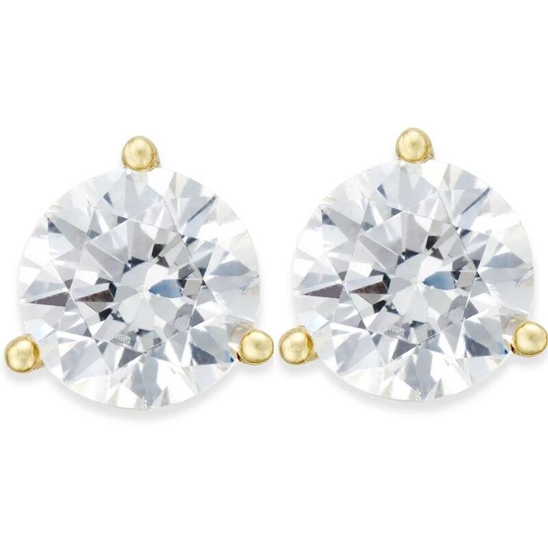 1/3ct Round Genuine Diamond Martini Studs Yellow Gold