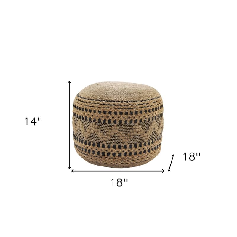 HomeRoots 18" Tan Geometric Pouf Ottoman
