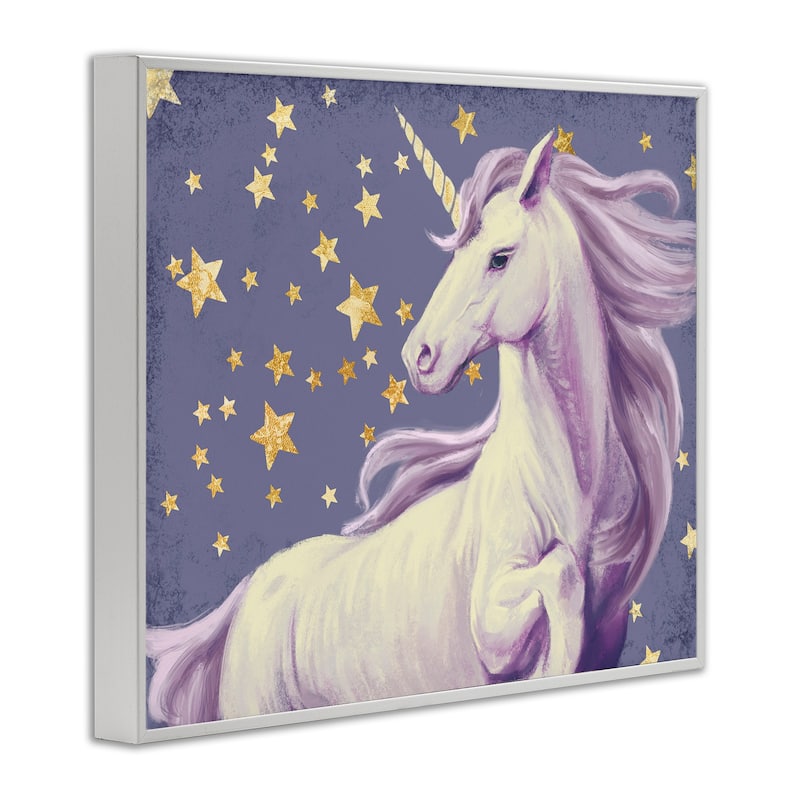 Stupell Purple Unicorn in Starry Night Sky Space Fantasy Framed Wall Art