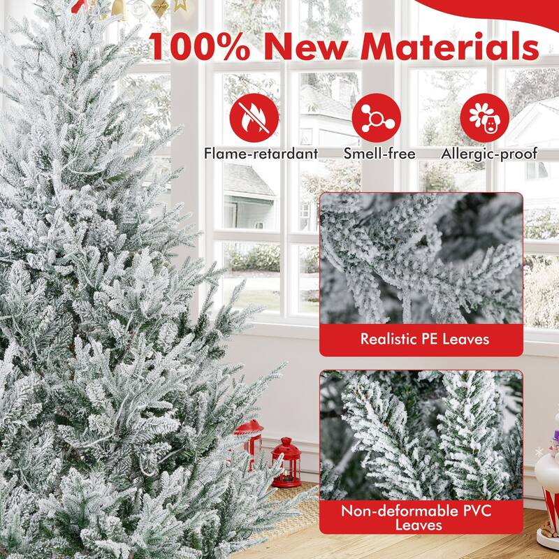 Gymax Pre-Lit Artificial Christmas Tree w/ 1074 Branch Tips 450 White - See Details