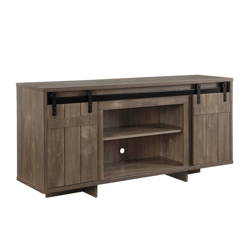 Rustic Farmhouse TV Stand with Sliding Barn Doors and Storage for 60-Inch Flat Screen