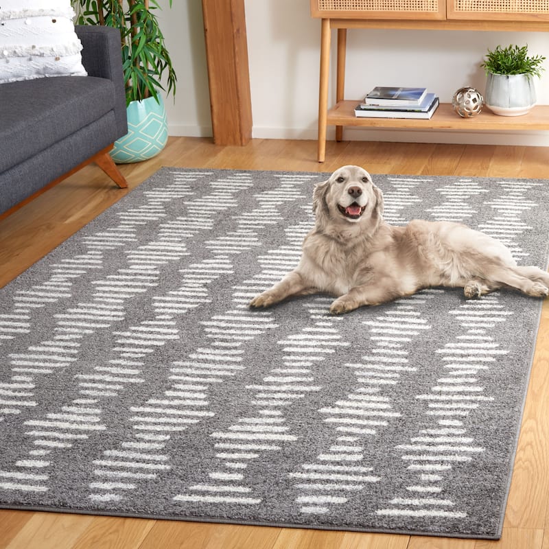 SAFAVIEH Tulum Constance Moroccan Boho Rug - 8' x 10' - Dark Grey/Ivory
