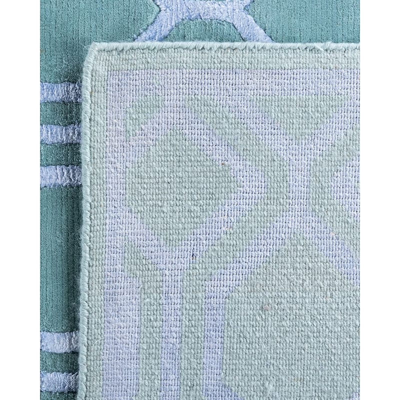Modern One-of-a-Kind Handmade Area Rug - Blue, 9' 3" x 12' 1" - 9' 3" x 12' 1"
